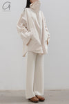 SWAYING/KNIT Seamless wool dark crease trousers SW22AW3B14 White